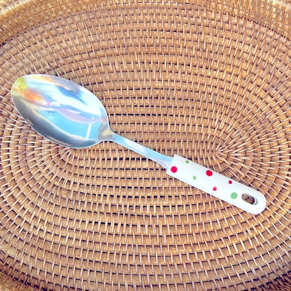 Temptations by Tara Red and Green Polka Dot Serving Spoon New